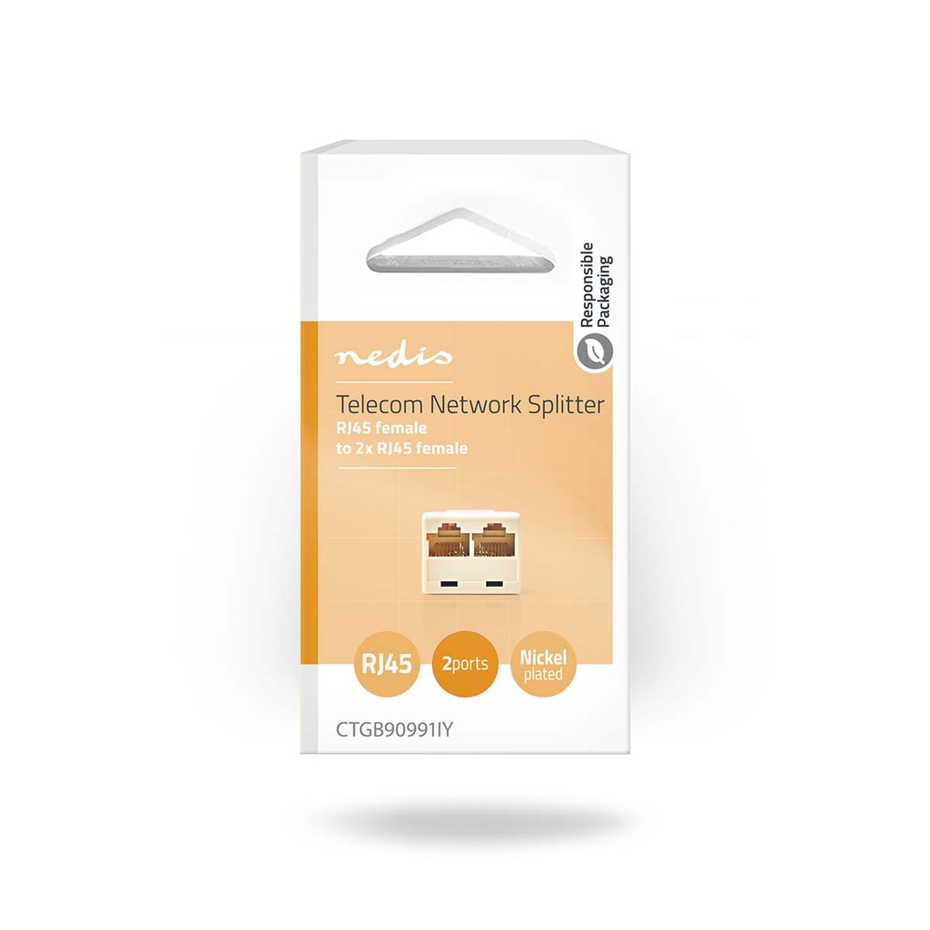 Nedis CTGB90991IY Telecom-Netwerksplitter RJ45 - 2x RJ45 Verguld Ivoor