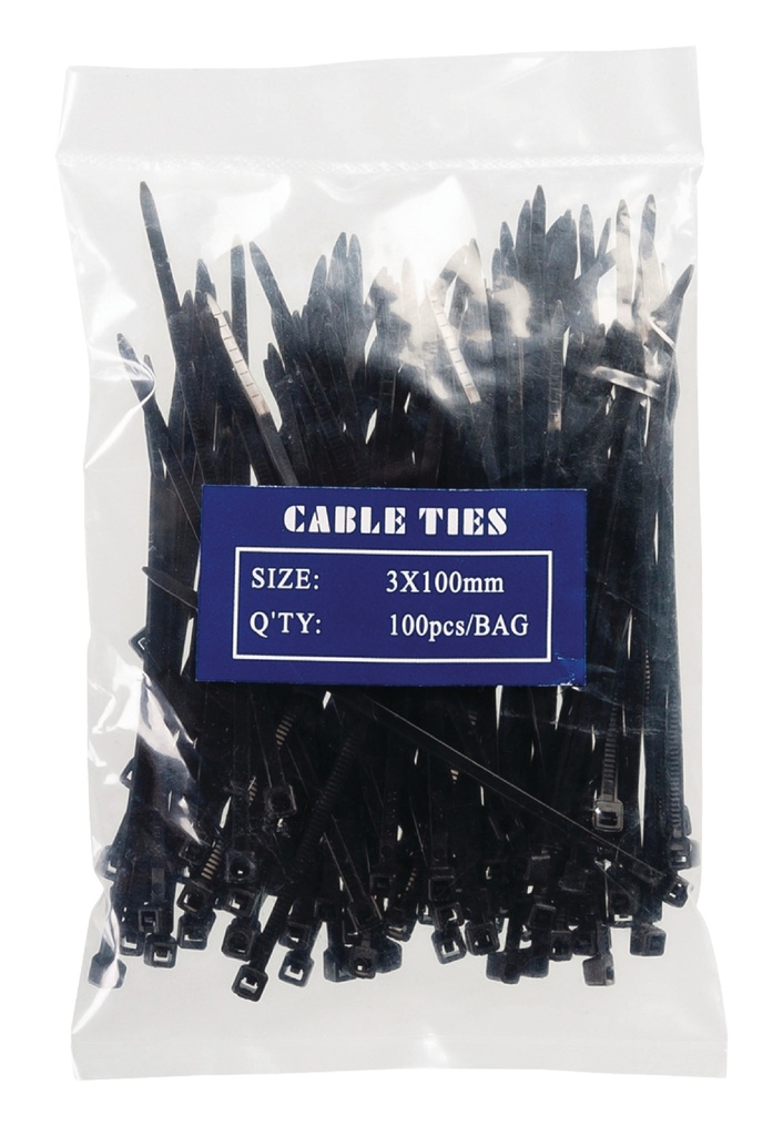 Nedis CTS 03-BLACK Kabelbinder 0.10 m Zwart 100 Stuks