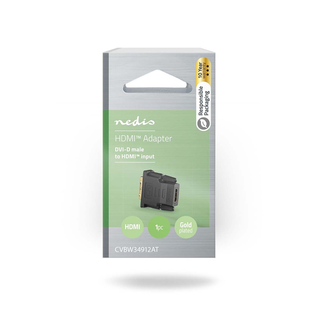 Nedis CVBW34912AT HDMI-Adapter HDMI Vrouwelijk - DVI-D 24+1-Pins Verguld Zwart