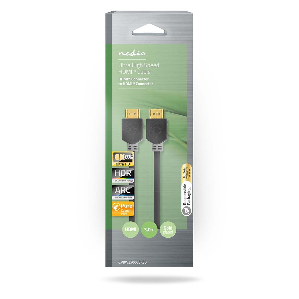 Nedis CVBW35000BK30 HDMI 2.1-Kabel 8K@60Hz 48 Gbps 3m Zwart