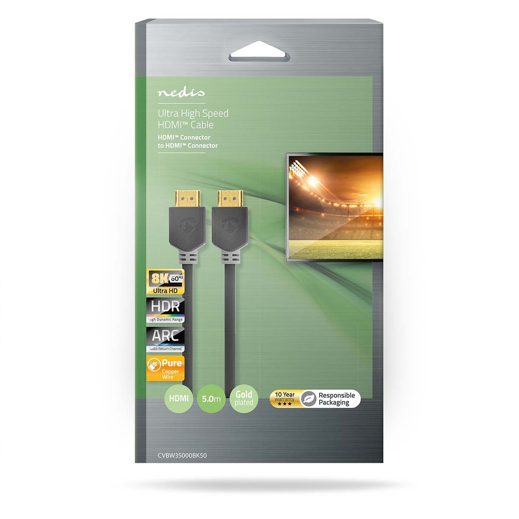 Nedis CVBW35000BK50 ​​HDMI 2.1-Kabel 8K@60Hz 48 Gbps 5m Zwart