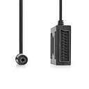 Nedis CVGB31930BK02 SCART-Kabel SCART - SCART / 3,5 mm Jack vrouwelijk Vernikkeld 480p 20cm Zwart