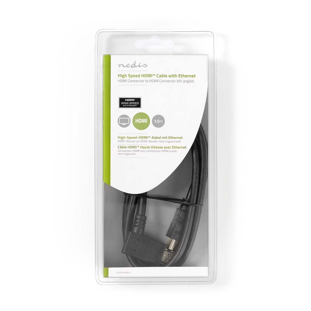 Nedis CVGB34250BK15 HDMI 1.4-Kabel met Ethernet 4K@30Hz 10.2 Gbps 1.5m Zwart 