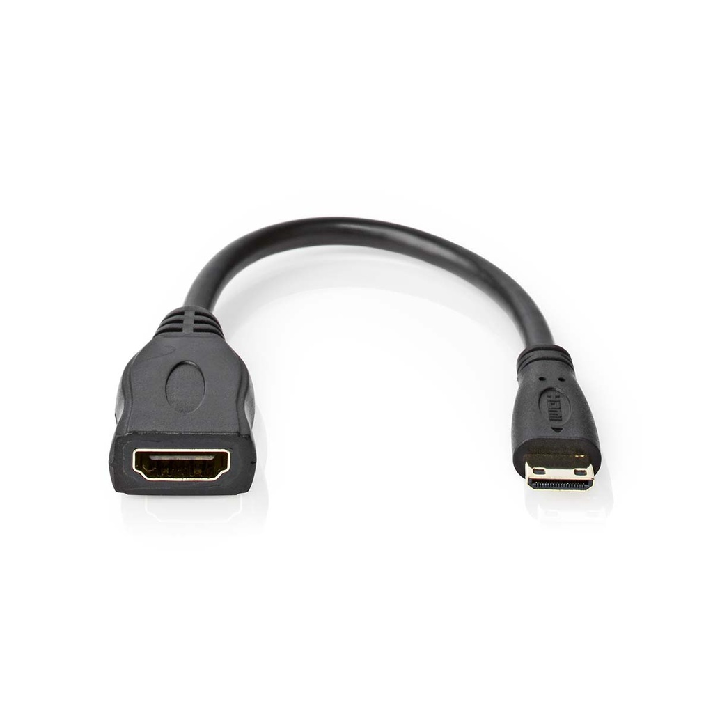 Nedis CVGB34590BK02 ​​HDMI 1.4-Kabel Mini-HDMI - HDMI Vrouwelijk 4K@30Hz 10.2 Gbps 20cm Zwart