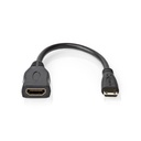 Nedis CVGB34590BK02 ​​HDMI 1.4-Kabel Mini-HDMI - HDMI Vrouwelijk 4K@30Hz 10.2 Gbps 20cm Zwart