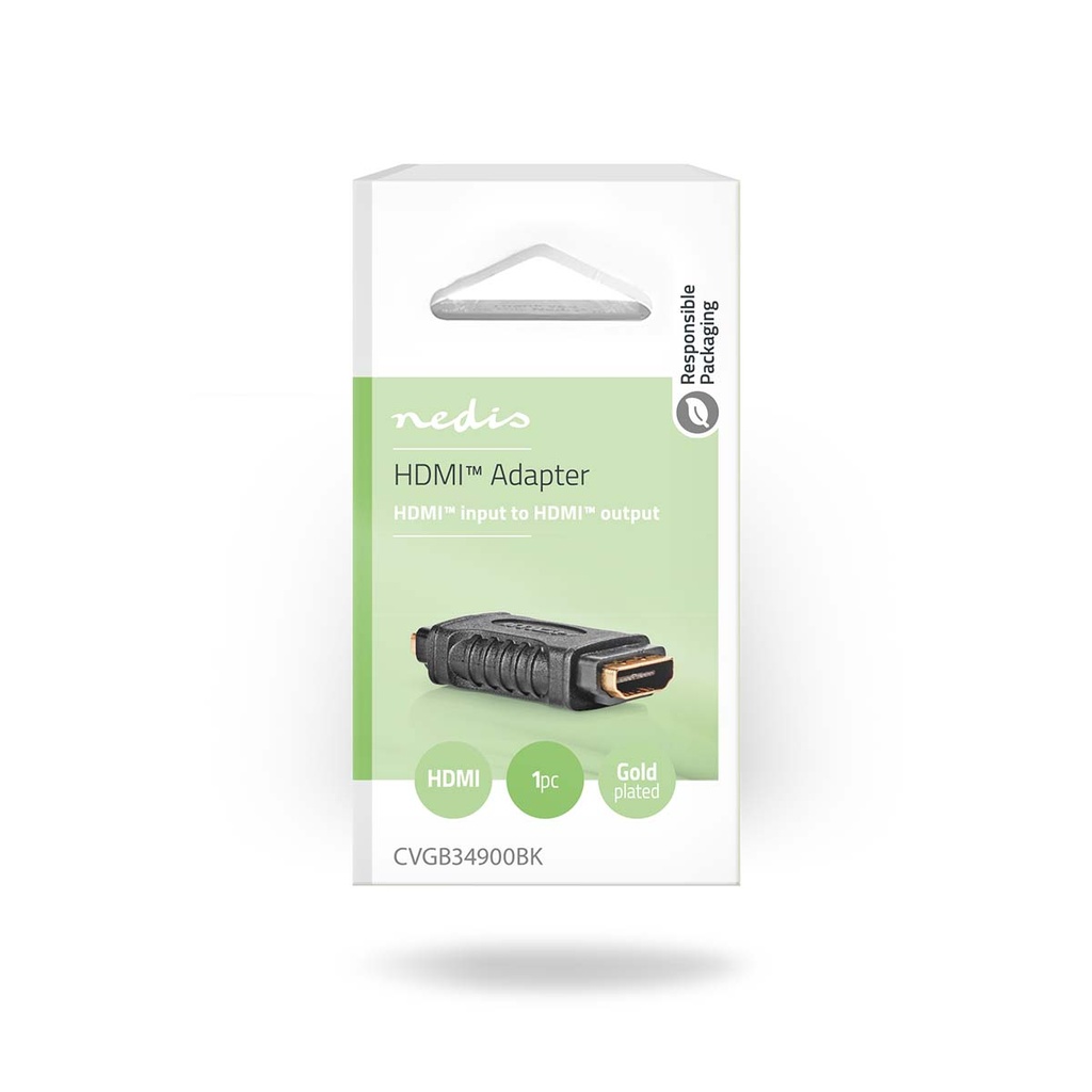 Nedis CVGB34900BK HDMI-Adapter 2x HDMI Vrouwelijk Verguld Zwart 