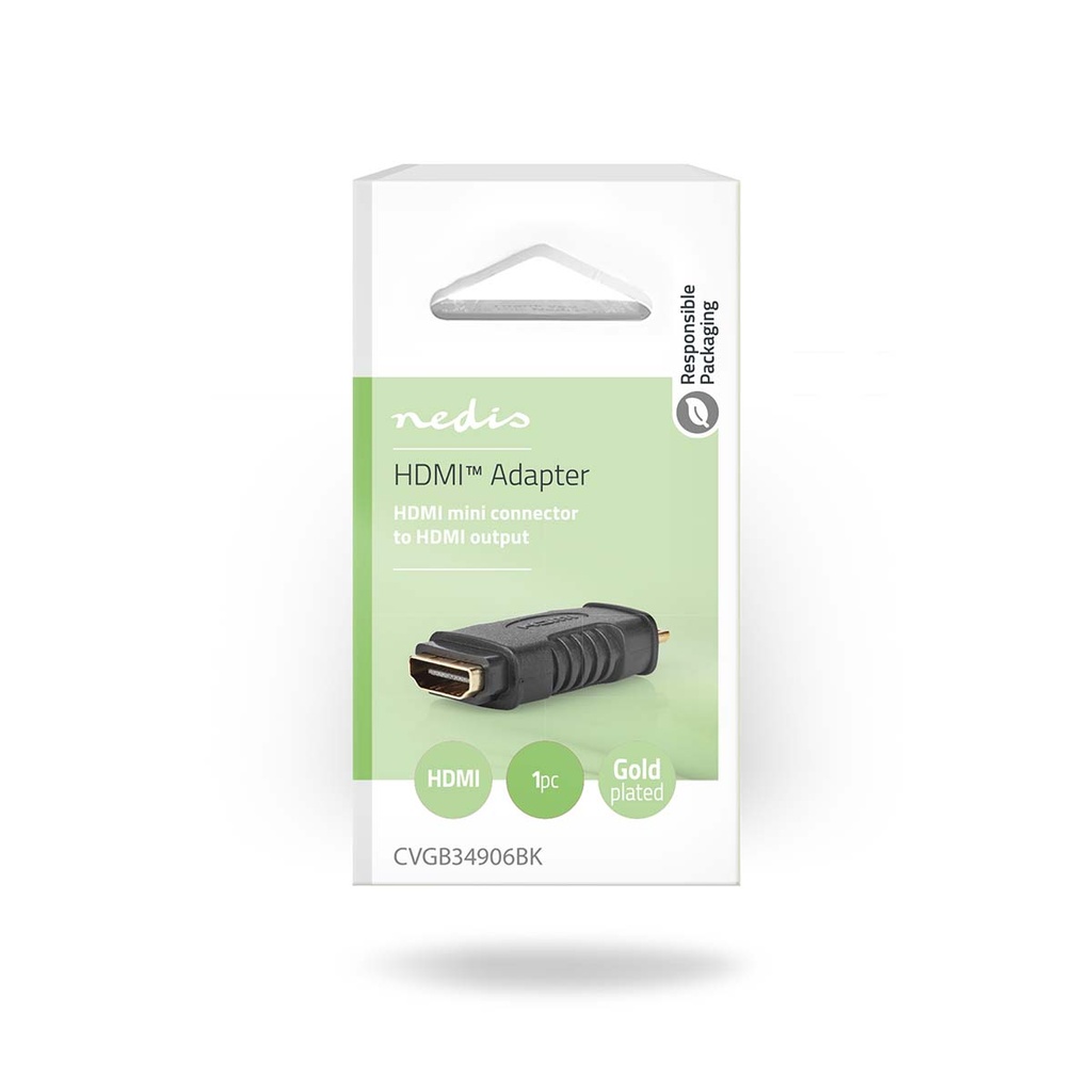 Nedis CVGB34906BK HDMI 1.4-Adapter Mini-HDMI - HDMI Vrouwelijk Verguld Zwart 