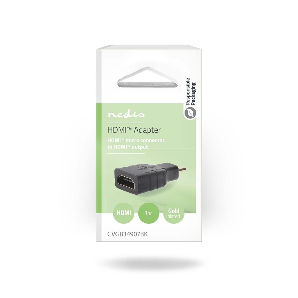 Nedis CVGB34907BK HDMI 1.4-Adapter Micro-HDMI - HDMI Vrouwelijk Zwart 