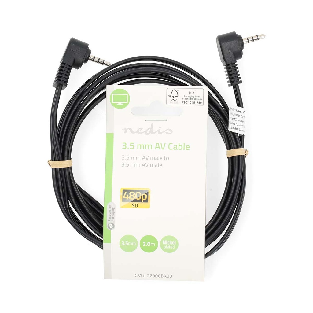 Nedis CVGL22000BK20 Audiokabel 3,5 mm Jack Vernikkeld 2m Zwart