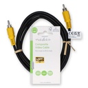 Nedis CVGL24100BK20 Composiet Videokabel RCA Vernikkeld 480p 2m Zwart