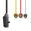 Nedis CVGL31130BK20 SCART-Kabel SCART - 3x RCA Vernikkeld Schakelbaar 480p 2m Zwart