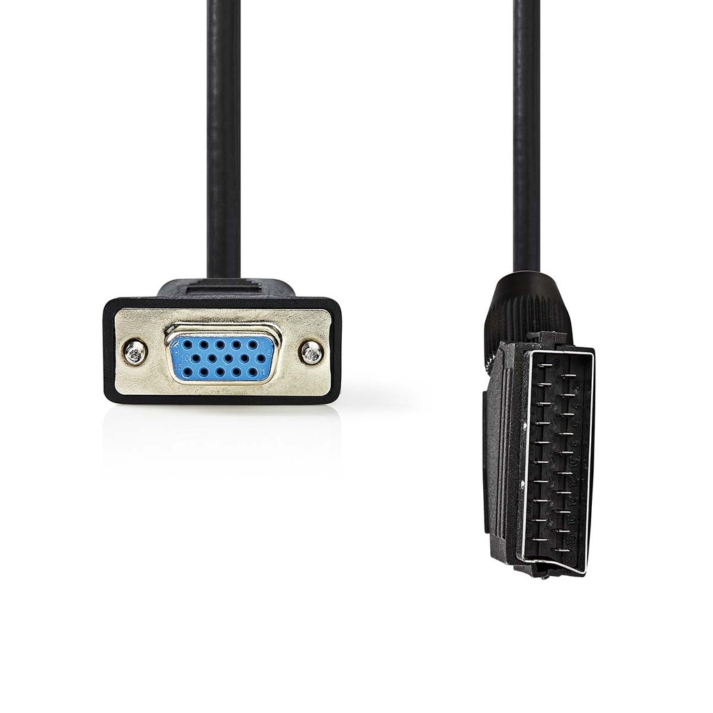 Nedis CVGL31550BK20 SCART-Kabel SCART - VGA Vrouwelijk Vernikkeld 480p 2m Zwart 