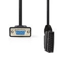 Nedis CVGL31550BK20 SCART-Kabel SCART - VGA Vrouwelijk Vernikkeld 480p 2m Zwart 