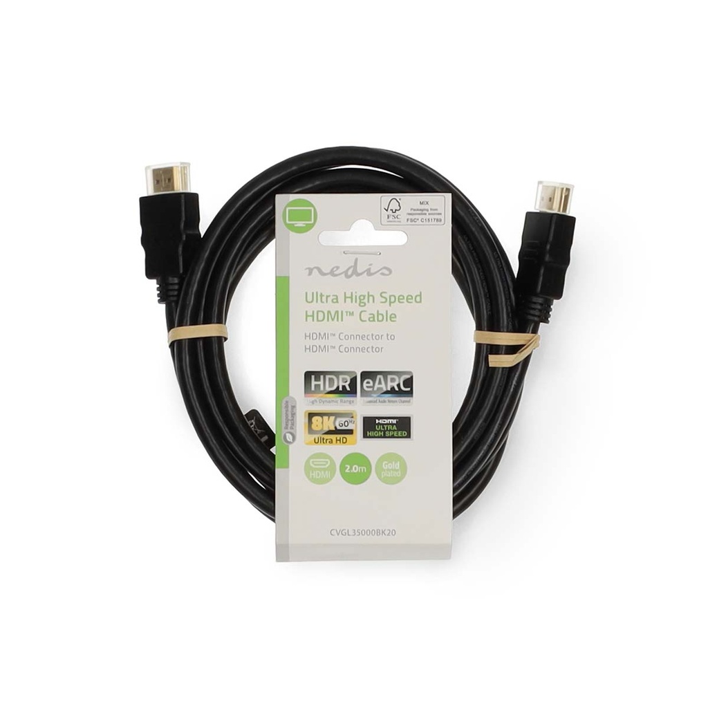 Nedis CVGL35000BK20 ​​HDMI 2.1-Kabel 8K@60Hz 48 Gbps 2m Zwart 