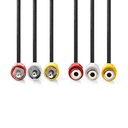 Nedis CVGP24305BK50 Composiet Videokabel 3x RCA - 3x RCA Vrouwelijk Vernikkeld 480p 5m Zwart 