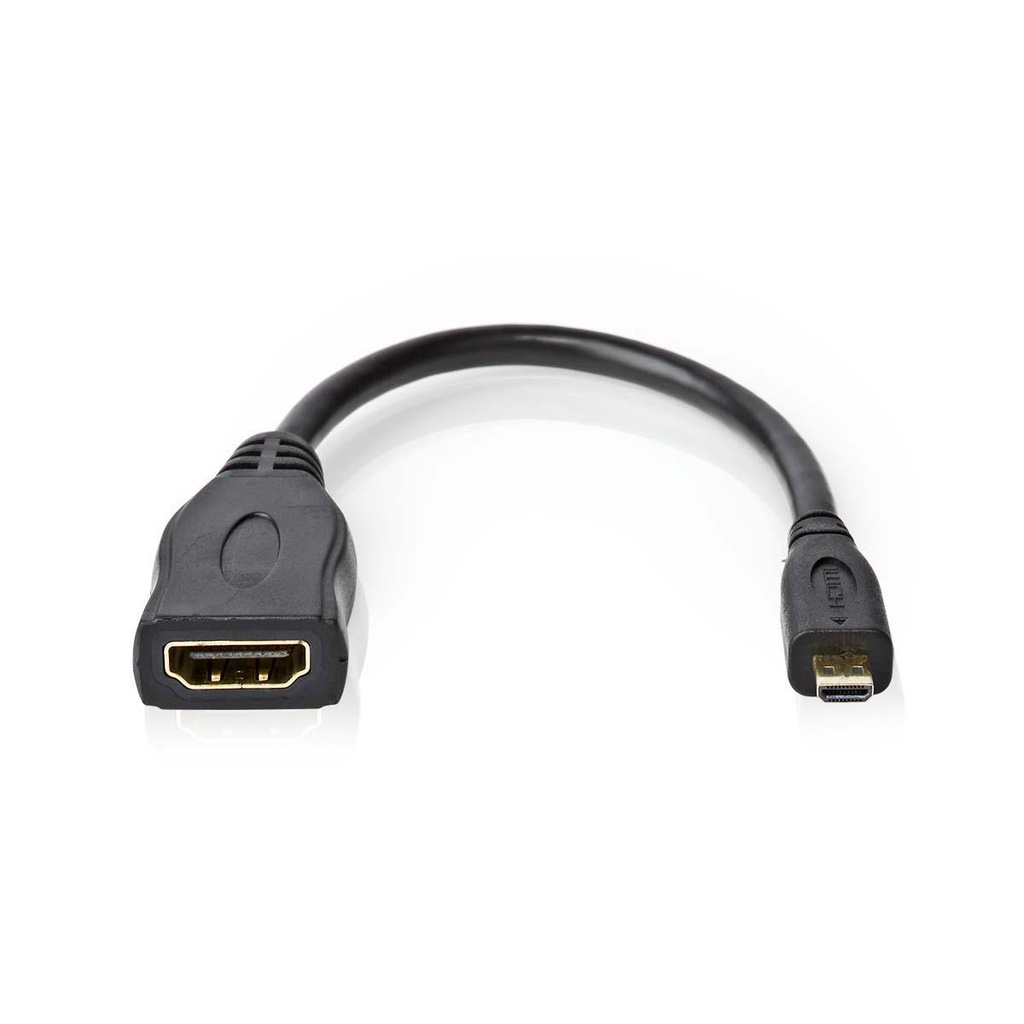Nedis CVGP34790BK02 ​​HDMI 1.4-Kabel HDMI Vrouwelijk - Micro-HDMI 4K@30Hz 10.2 Gbps 20cm Zwart 