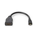 Nedis CVGP34790BK02 ​​HDMI 1.4-Kabel HDMI Vrouwelijk - Micro-HDMI 4K@30Hz 10.2 Gbps 20cm Zwart 