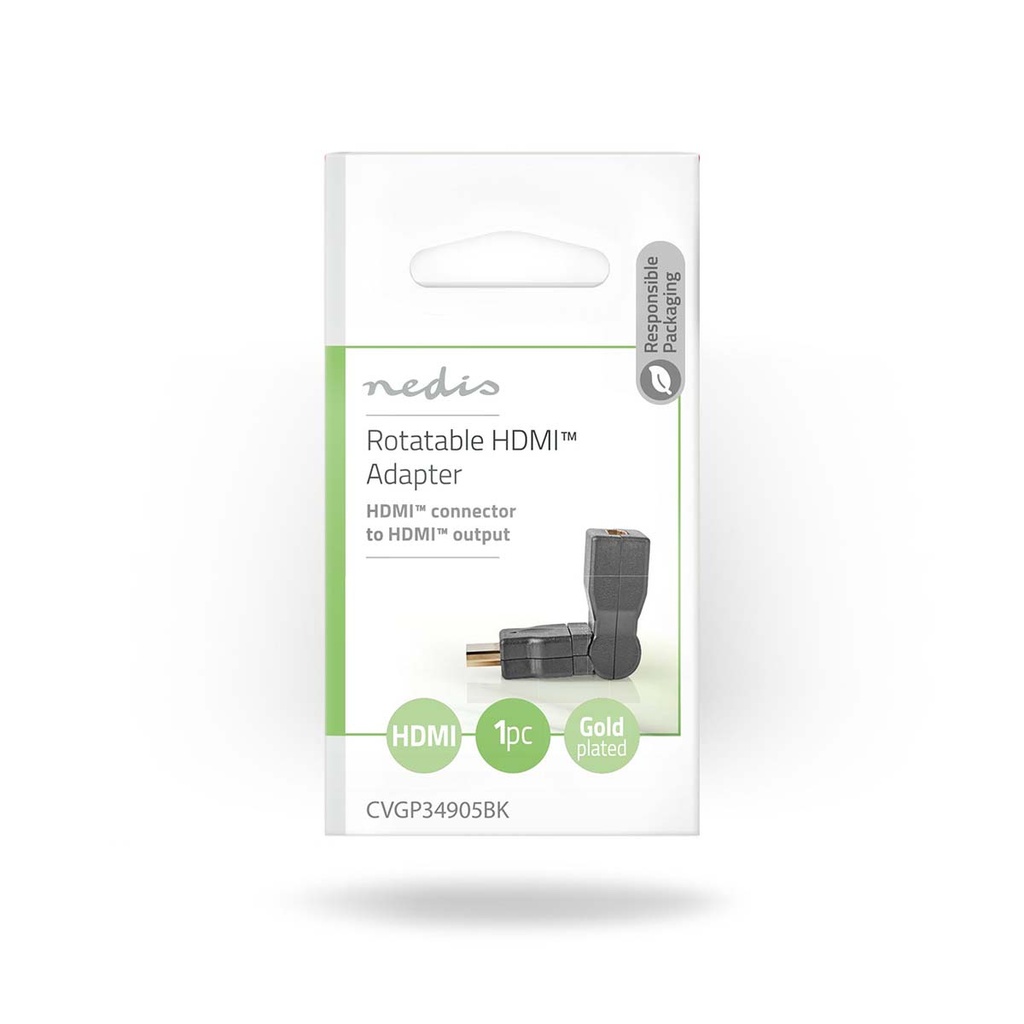 Nedis CVGP34905BK HDMI 1.4-Adapter Verguld Zwenkbaar Zwart 