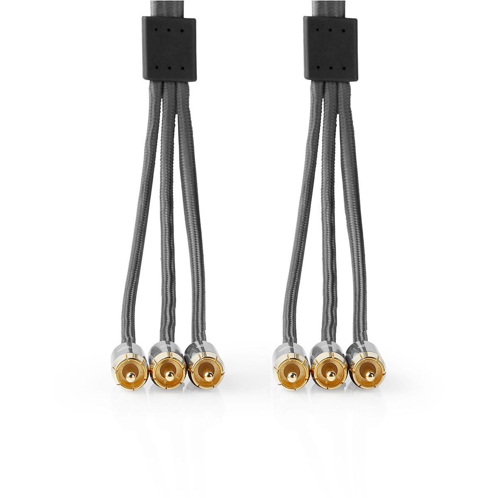 Nedis CVTB24300GY20 Composiet Videokabel 3x RCA Verguld 480p 2m Grijs 