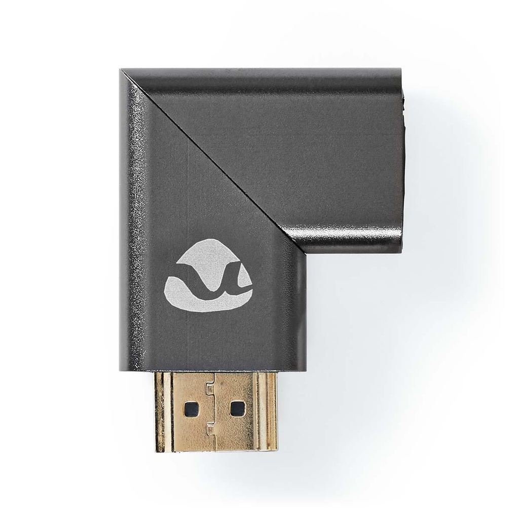 Nedis CVTB34904GY HDMI™-Adapter | HDMI™ Connector / HDMI™ Male | HDMI™ Output | Verguld | Rechts Gehoekt | Aluminium | Gun Metal Grijs | 1 Stuks | Cover Window Box