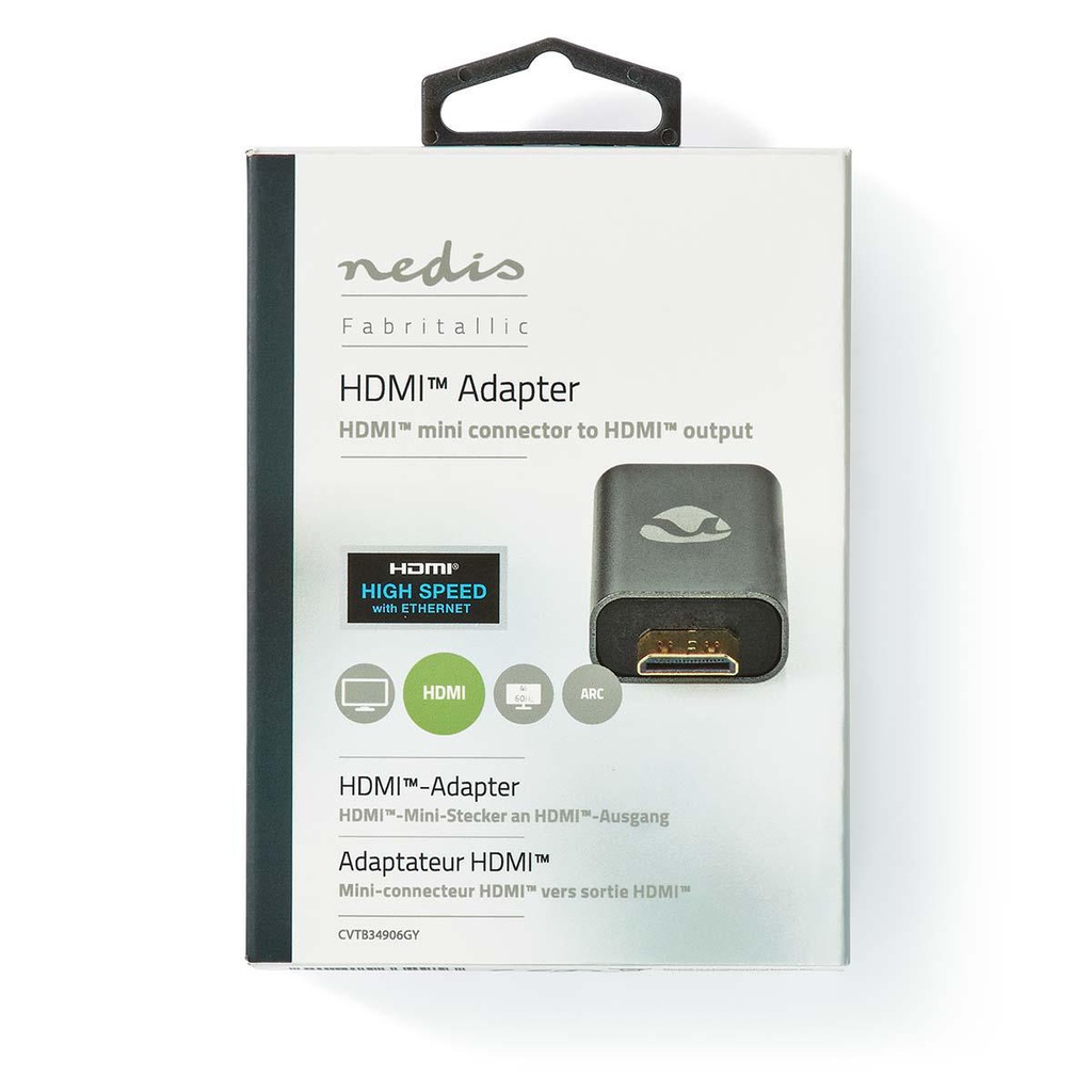 Nedis CVTB34906GY HDMI 2.0-Adapter HDMI Vrouwelijk - Mini-HDMI Verguld Grijs 