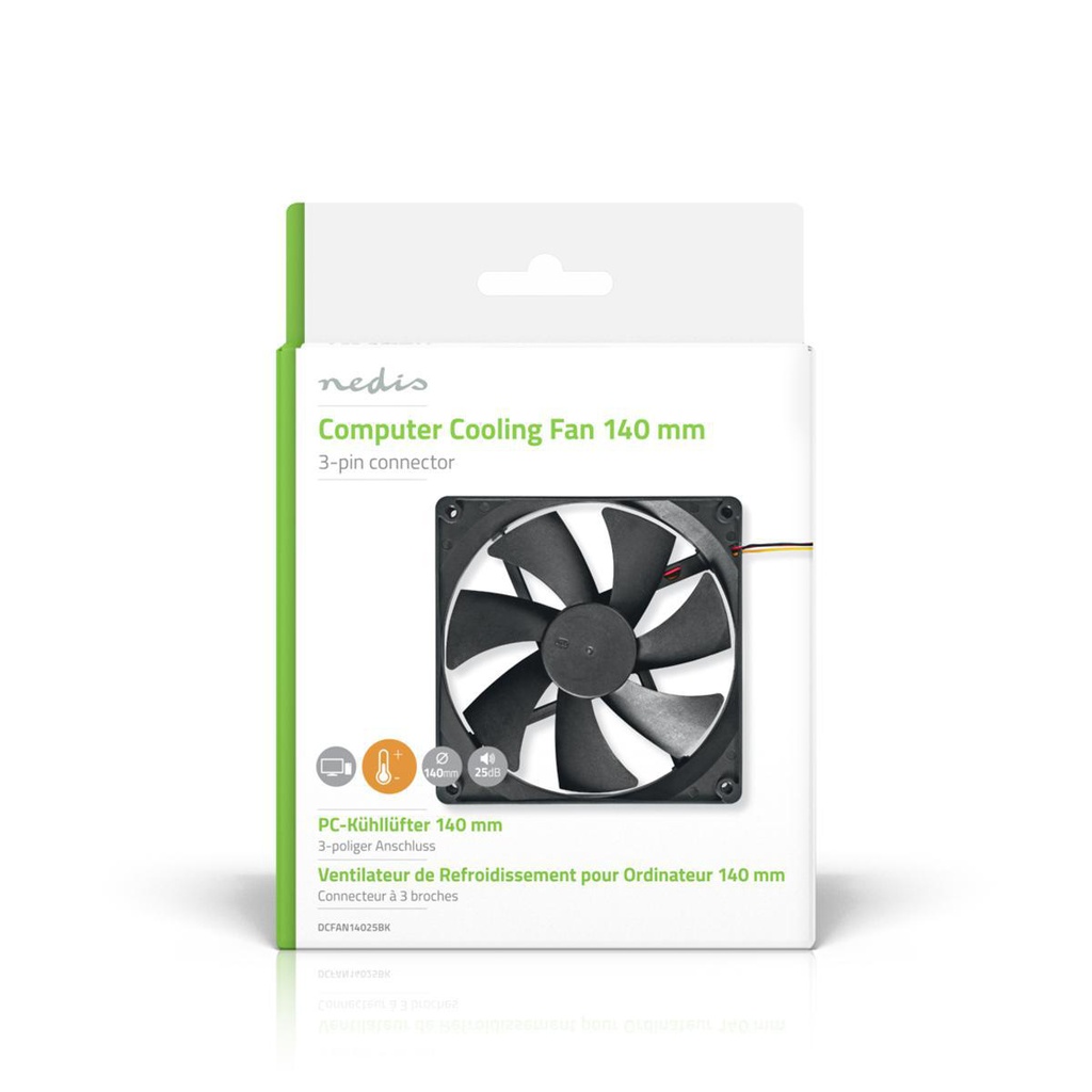 Nedis DCFAN14025BK DC Ventilator 140 mm 3-Pin 24.9 dBA Zwart