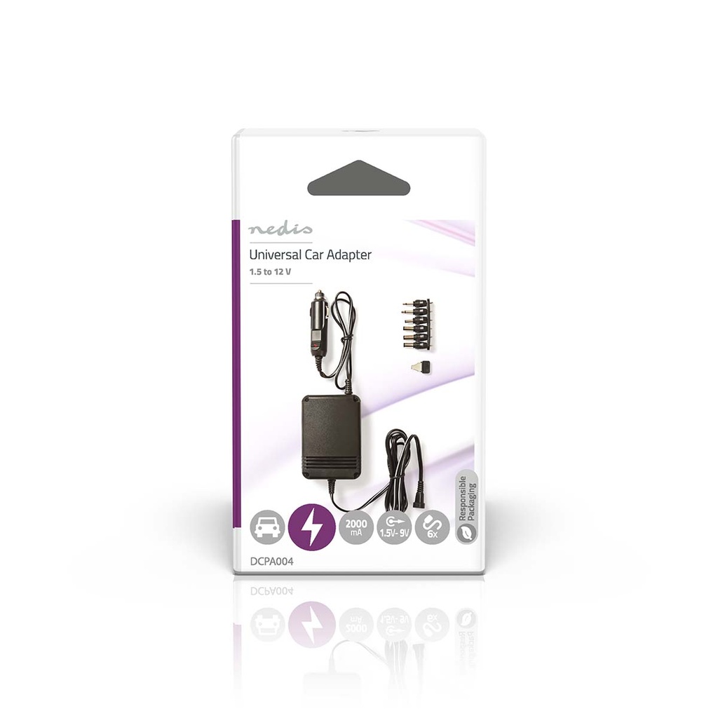Nedis DCPA004 Universele Auto-Adapter 24 W 1.5 / 3 / 4.5 / 6 / 7.5 / 9 / 12V DC 2A Zwart
