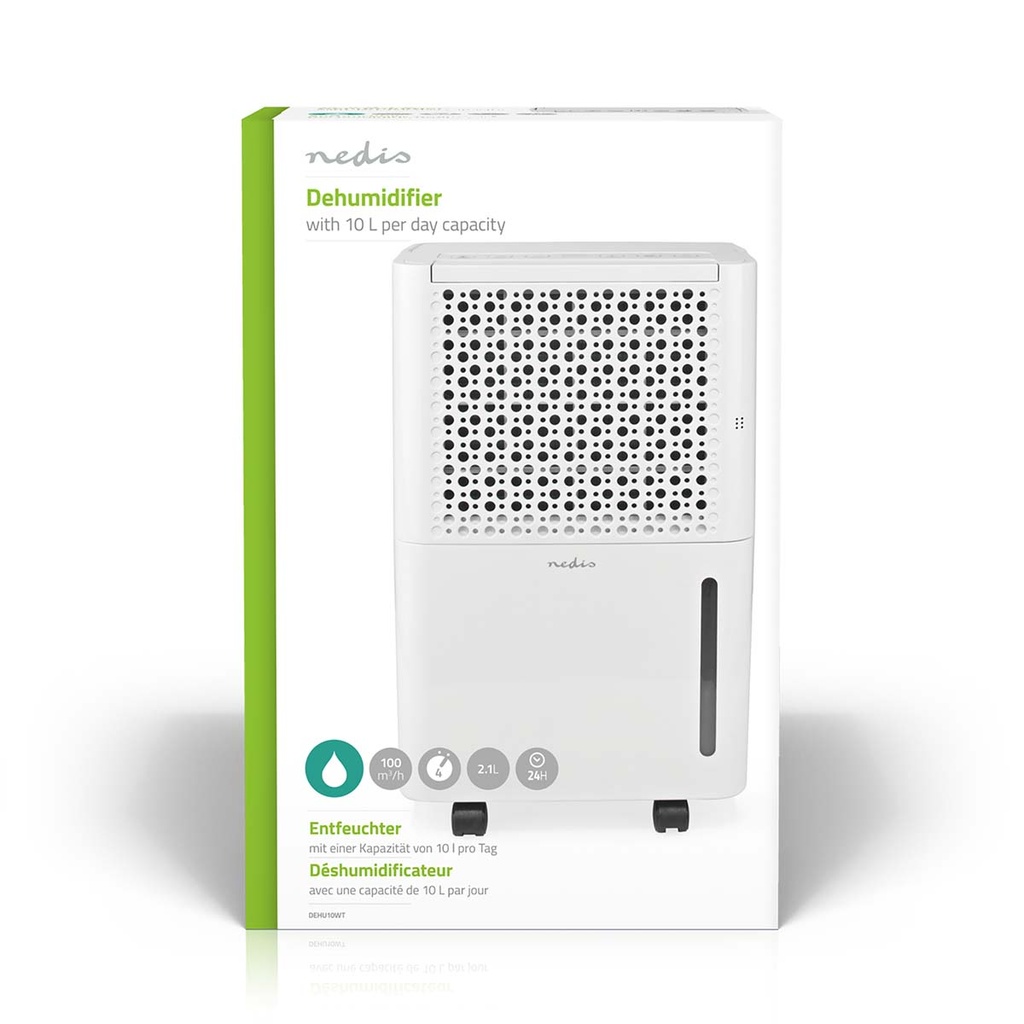 Nedis DEHU10WT Luchtontvochtiger 10 l/Dag 100 m³/h 2.1l Wit