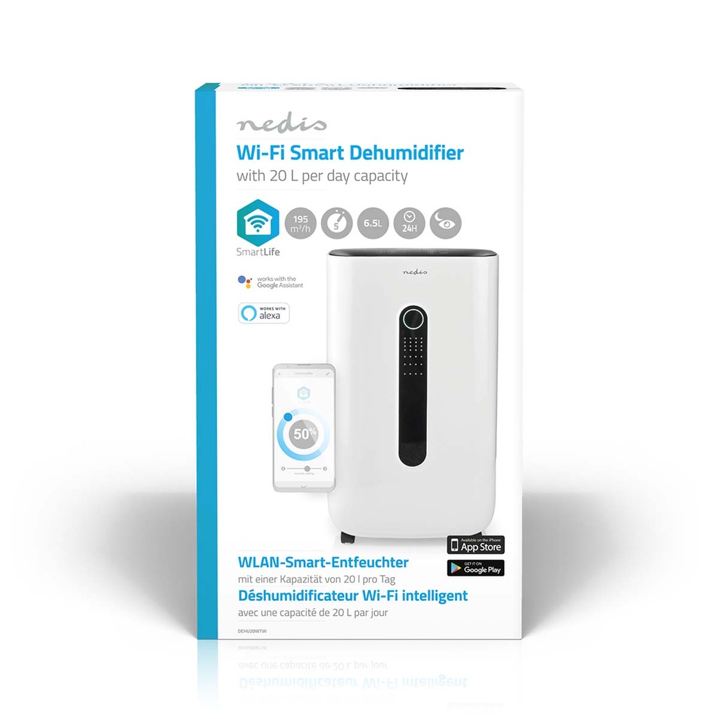 Nedis DEHU20WTW SmartLife Luchtontvochtiger 20 l/Dag195 m³/h 6.5l Wit