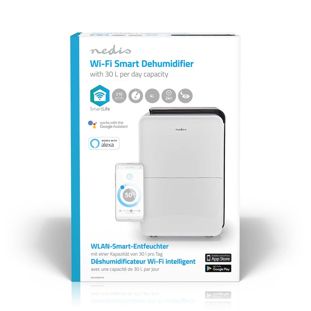 Nedis DEHU30WTW SmartLife Luchtontvochtiger 30l/dag 4l Wit