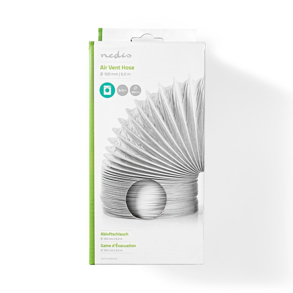 Nedis DRHO100BWT60  PVC Luchtafvoerslang 10cm 6m voor ventilatie/Droogkasten Wit