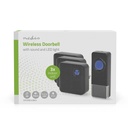 Nedis DOORB310BK3 Draadloze Deurbelset Netvoeding 110 dB 150 m IP55 3 Ontvangers Zwart