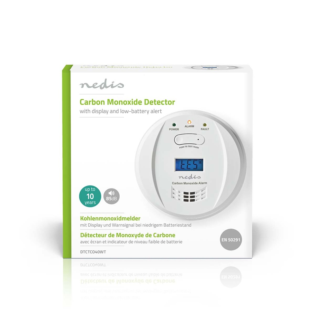 Nedis DTCTCO40WT Koolmonoxidemelder Batterij Gevoed 5 Jaar 85 dB Wit