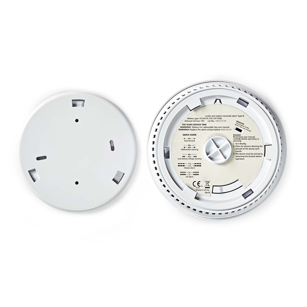 Nedis DTCTCS10WT Rook- en koolmonoxidemelder Batterij Gevoed 10 Jaar  85 dB Wit