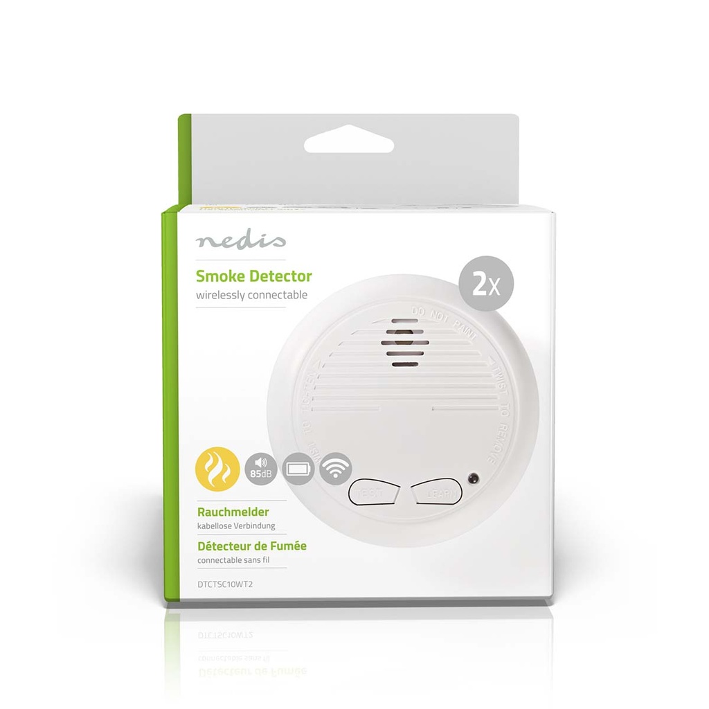 Nedis DTCTSC10WT2 Rookmelder Batterij Gevoed 1 Jaar Koppelbaar 85 dB Wit