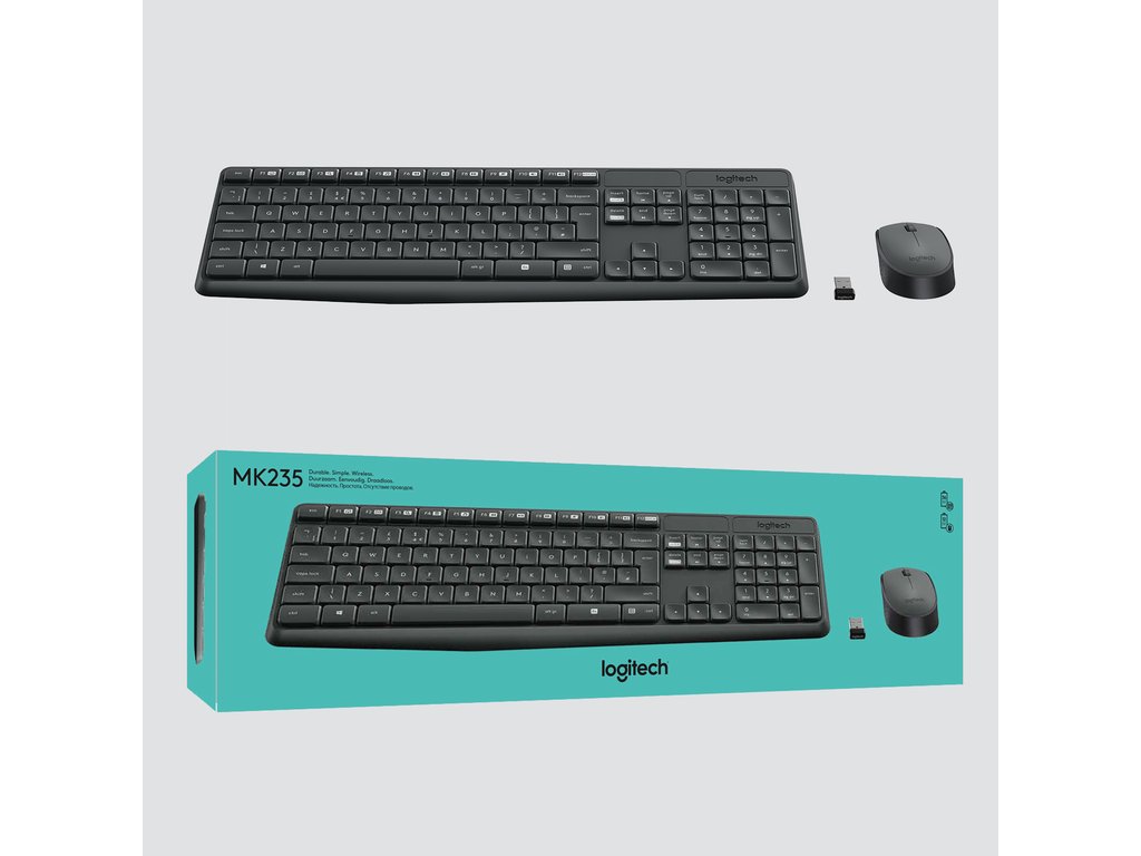 Logitech MK235 Draadloos Toetsenbord en Muis Combo Grijs