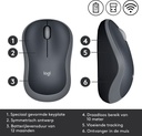 Logitech Draadloze muis M185 1000DPi Grijs