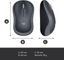 Logitech Draadloze muis M185 1000DPi Grijs