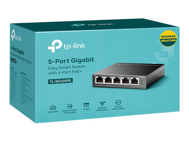 TP-Link TL-SG105PE Netwerk Switch 5 Poorts PoE+ Grijs 