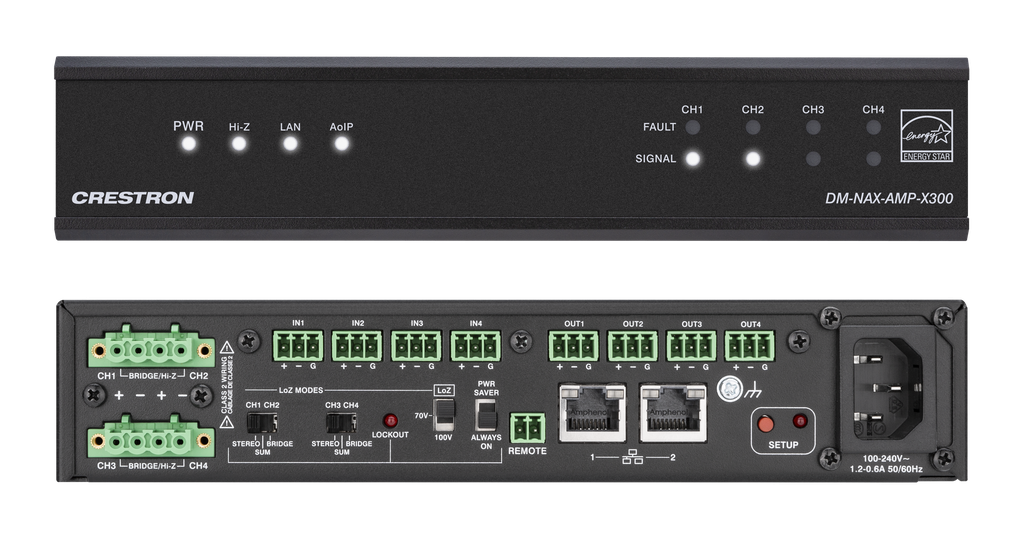 Crestron DM-NAX-AMP-X300 X-serie flexibele uitgang Eindversterker 300W 8Ω/4Ω/100V DM NAX
