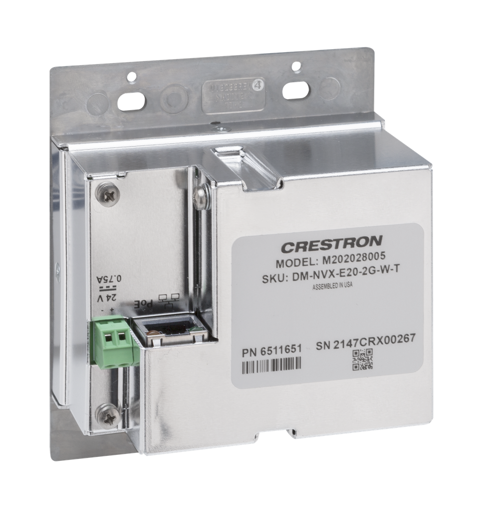 Crestron DM-NVX-E20-2G-B-T DM NVX 4K60 4:2:0 Netwerk AV Encoder Wandpaneel Zwart