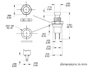 Velleman R1829B/B Drukschakelaar on-(off) Zwart 