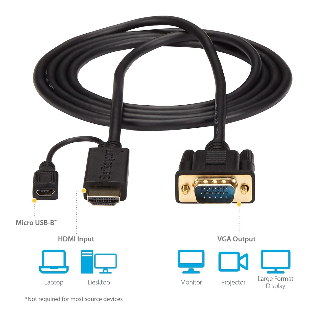 Startech HD2VGAMM10 HDMI naar VGA Actieve Convertorkabel 3m Zwart