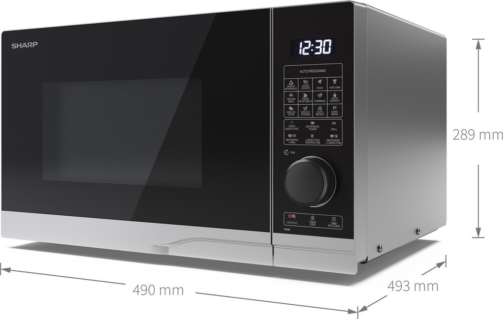 Sharp YC-PC254AE-S Combi Oven/Microgolf/Grill 25l Zwart 