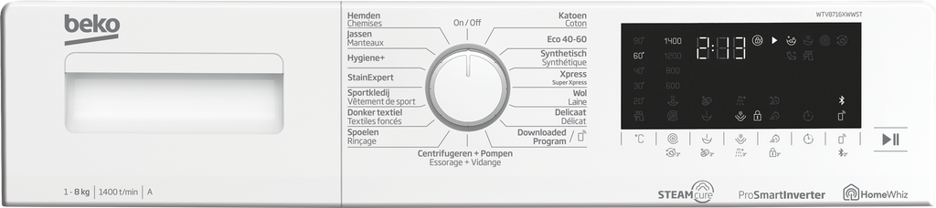 Beko WTV8716XWWST Wasmachine 8kg 1400tpm Wit