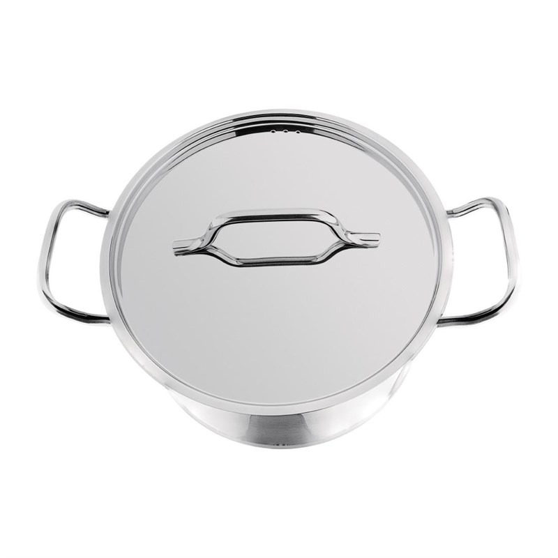 Nisbets Essentials DB254 Kookot met deksel 18,6x24(Ø)cm 5.6l RVS Grijs