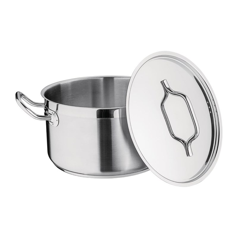 Nisbets Essentials DB254 Kookot met deksel 18,6x24(Ø)cm 5.6l RVS Grijs