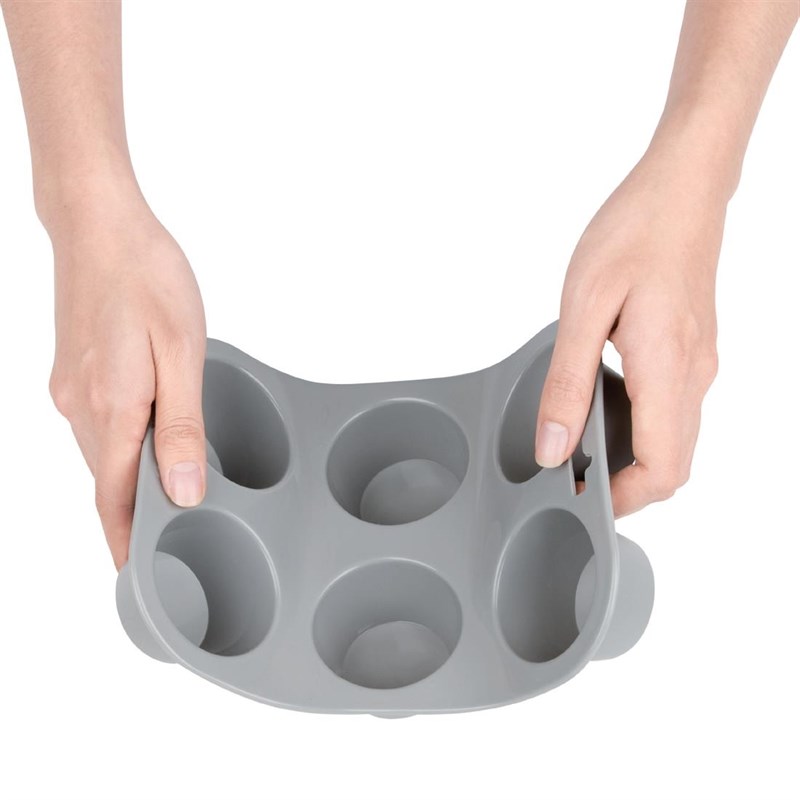 Vogue DA520 Bakvorm 6 muffins 4(H) x 16.2(B) x 24(D)cm siliconen Grijs