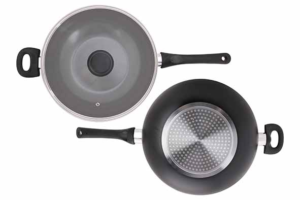 Cosy & Trendy 3776009 Wok met Deksel 30(Ø)x10,5cm Aluminum Zwart