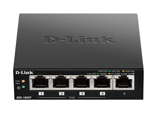 D-link DGS-1005P 5 poorts PoE+ switch Zwart